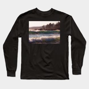 Blue Waves Crashing on a Lake Shore Long Sleeve T-Shirt